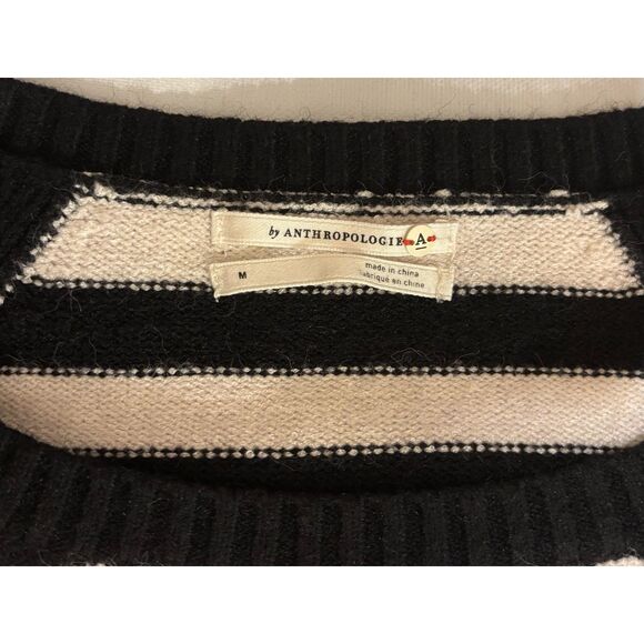 Anthropologie Womens Rebekah Black White Striped Tunic Sweater Medium - Picture 5 of 7